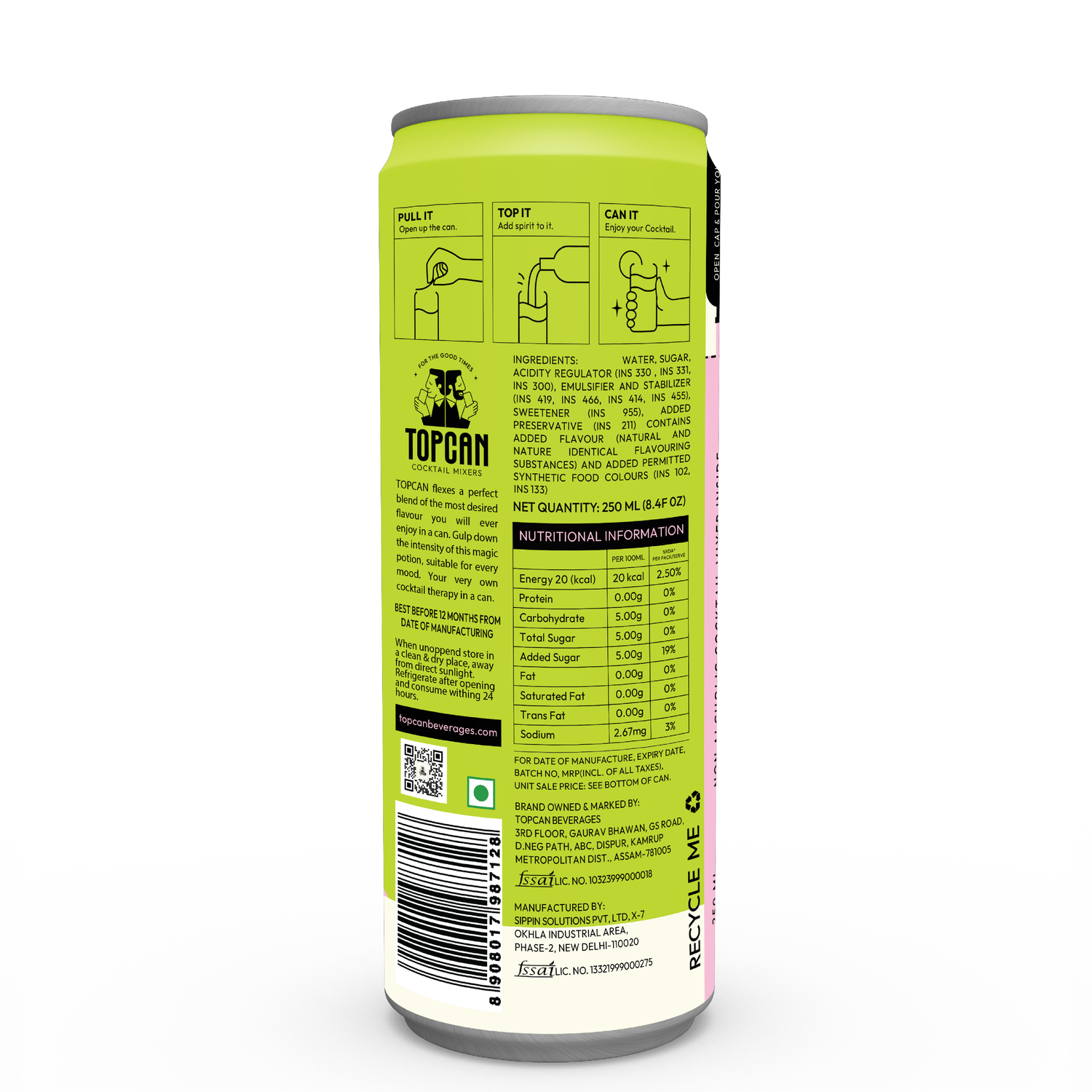 TopCan Green Mango Lichi Mixer - Turn your can into a glass.