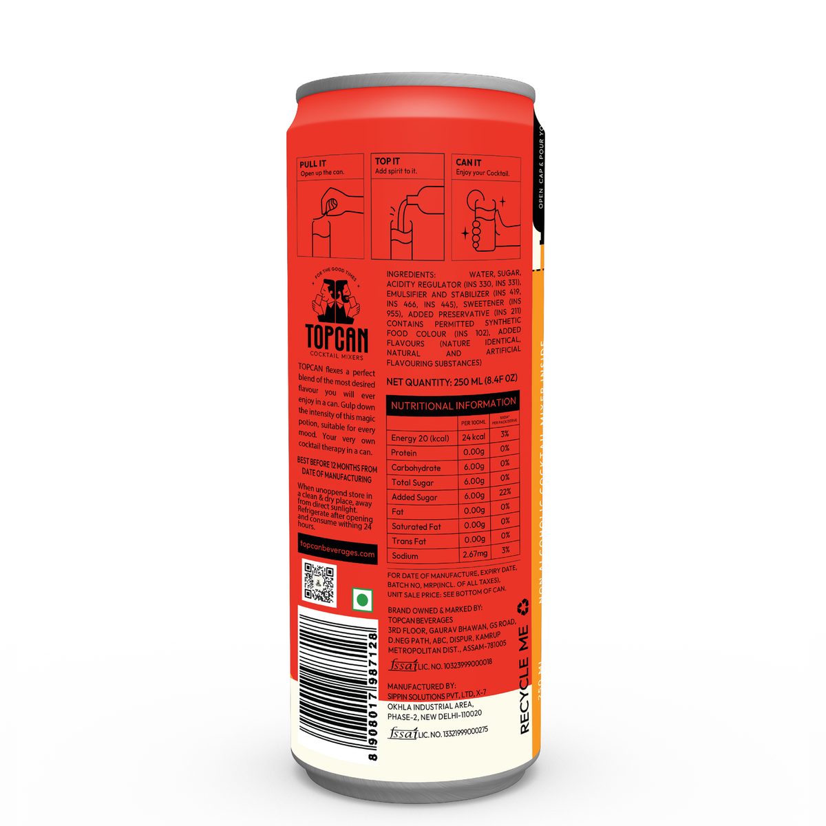 TopCan Sex On the Beach Mixer (Pack of 24) - Turn your can into a glas
